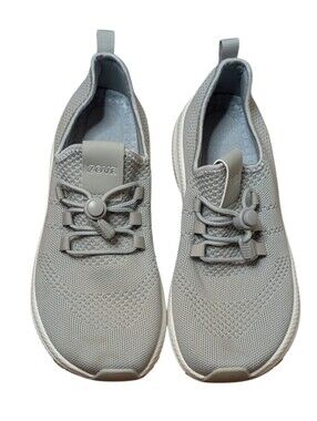 ZOVE Wide Toe Box Walking Shoes Gray Women's No-Tie Bungee Sneakers Size 43